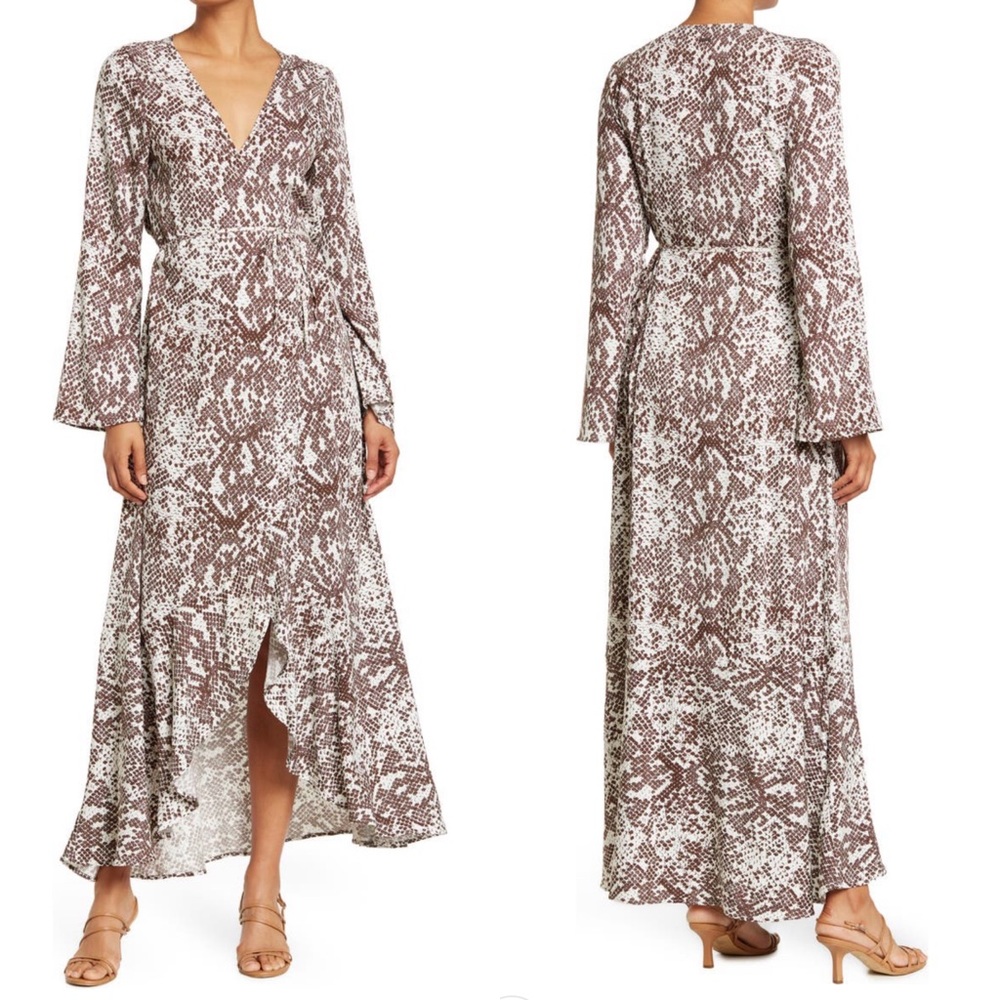 NWT Maaji Poppy Moonbow Snake Print Maxi Cover-Up Wrap Dress